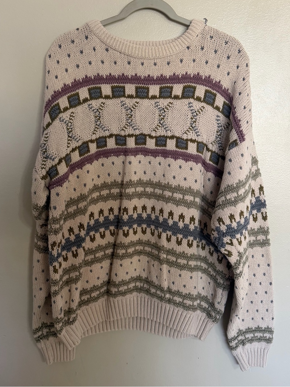 Vintage Cozy Patterned Crewneck Sweater